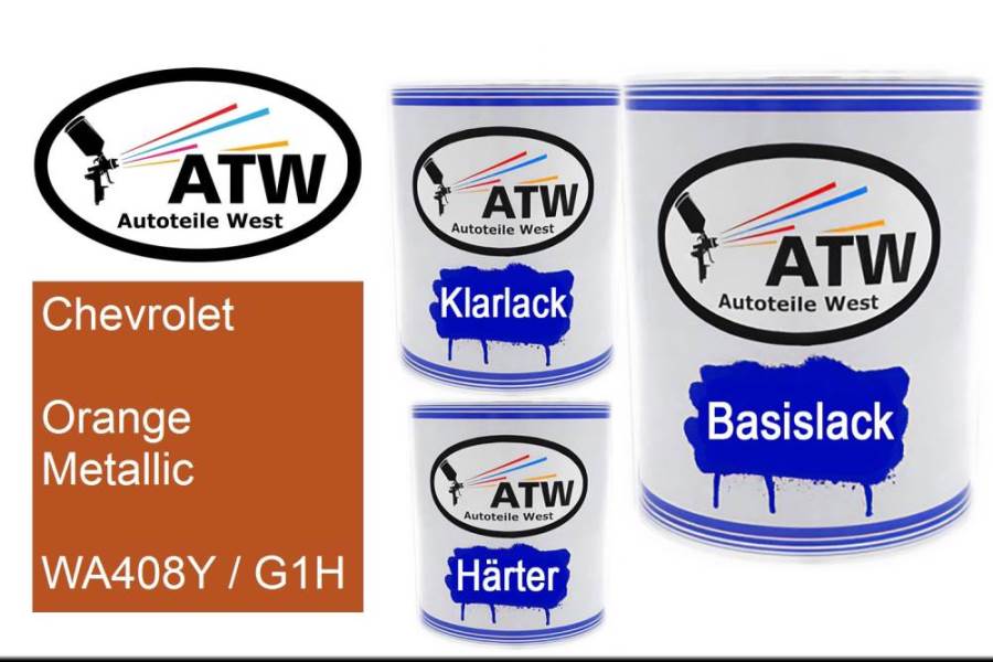 Chevrolet, Orange Metallic, WA408Y / G1H: 1L Lackdose + 1L Klarlack + 500ml Härter - Set, von ATW Autoteile West.